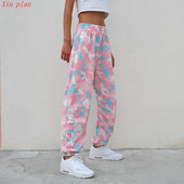 Pantaloni casual dama - model larg cu talie elastica