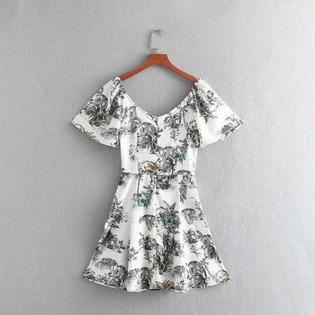 Rochie de dama cu maneca scurta si aplicatie