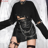 Modern női rövid blúz fekete színben