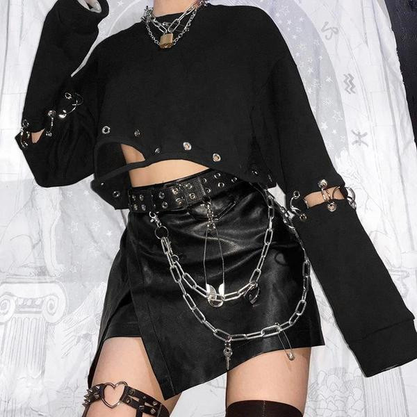 Modern női rövid blúz fekete színben