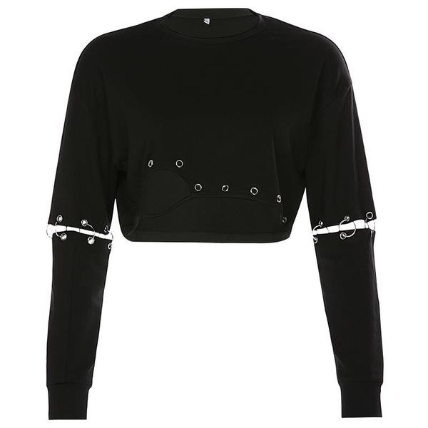 Modern női rövid blúz fekete színben