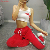 Pantaloni casual dama cu talie inalta si cu margini