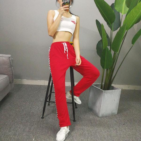 Pantaloni casual dama cu talie inalta si cu margini