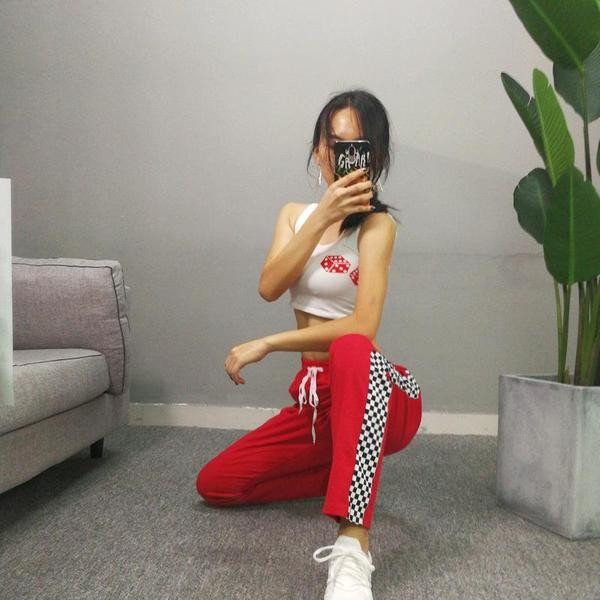 Pantaloni casual dama cu talie inalta si cu margini