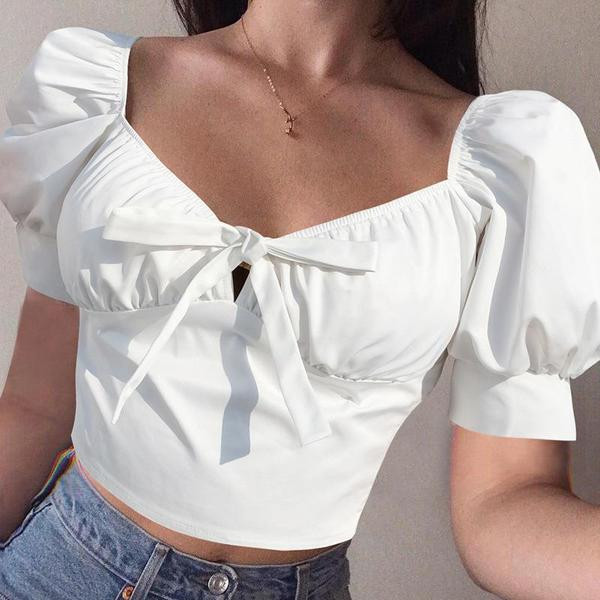 Női alkalmi rövid blúz, rövid ujjal