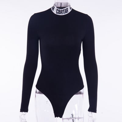 Modern női body fekete és piros színben, hosszú ujjal