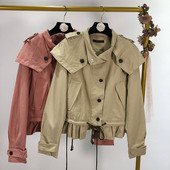 Тънко пролетно-есенно яке в кафяв и розов цвят