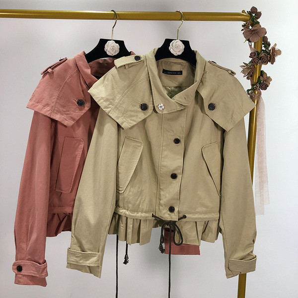 Тънко пролетно-есенно яке в кафяв и розов цвят