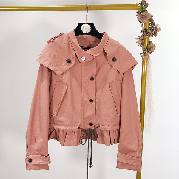 Тънко пролетно-есенно яке в кафяв и розов цвят