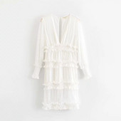 Női hosszú ujjú ruha fehér színben