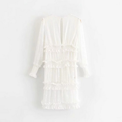 Női hosszú ujjú ruha fehér színben