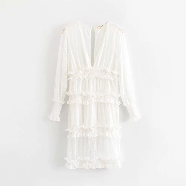 Női hosszú ujjú ruha fehér színben