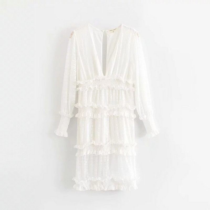 Női hosszú ujjú ruha fehér színben