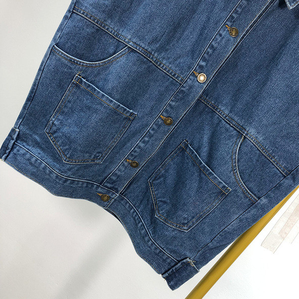 Vesta lata din denim cu nasturi si buzunare