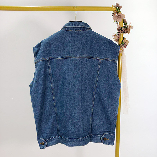Vesta lata din denim cu nasturi si buzunare