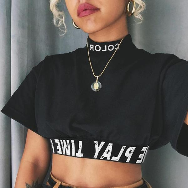 Női alkalmi rövid fekete blúz