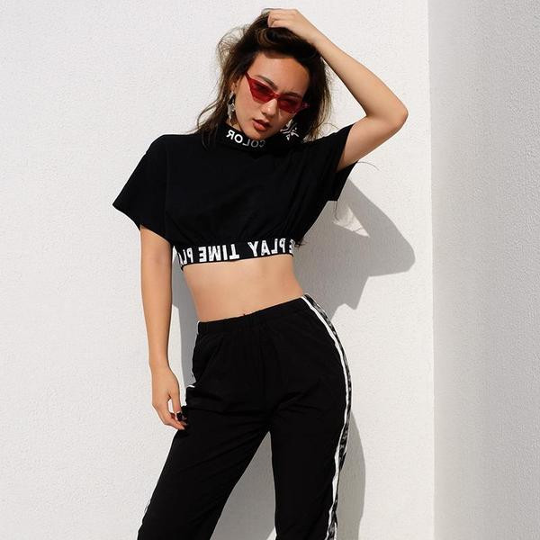 Női alkalmi rövid fekete blúz