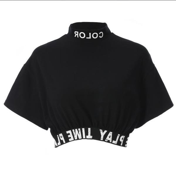 Női alkalmi rövid fekete blúz