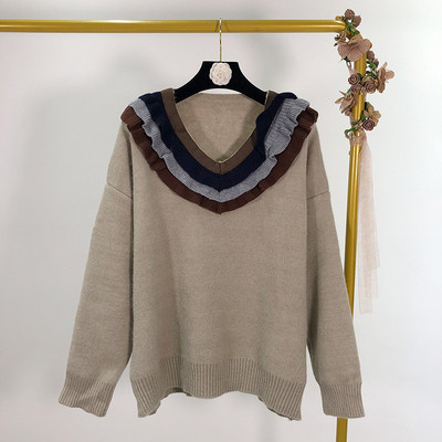 Pulover de dama cu decolteu in V si maneci lungi in trei culori