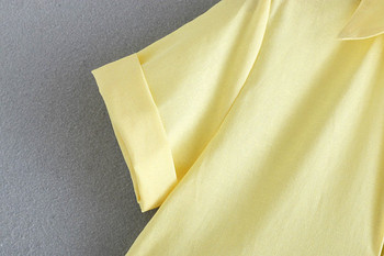 Női alkalmi ruha rövid ujjal, sárga színben