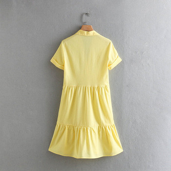 Női alkalmi ruha rövid ujjal, sárga színben