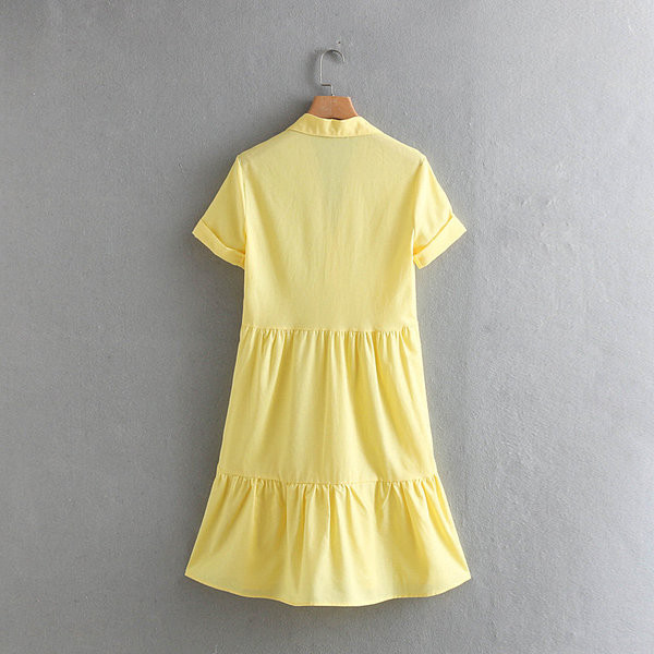 Női alkalmi ruha rövid ujjal, sárga színben