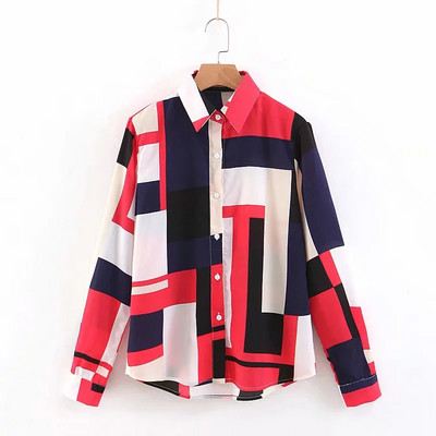 Cămașă de damă cu model colorat - model larg