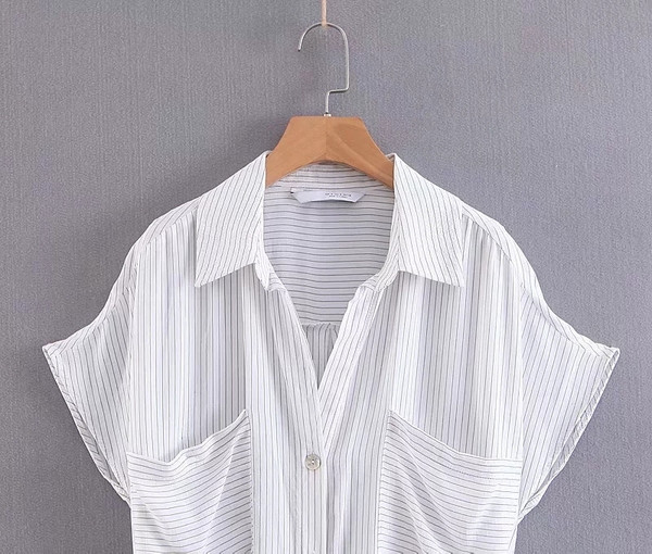 Rövid ujjú női ing - hosszú, fehér színű modell