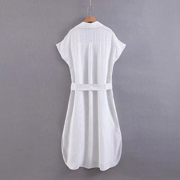 Rövid ujjú női ing - hosszú, fehér színű modell