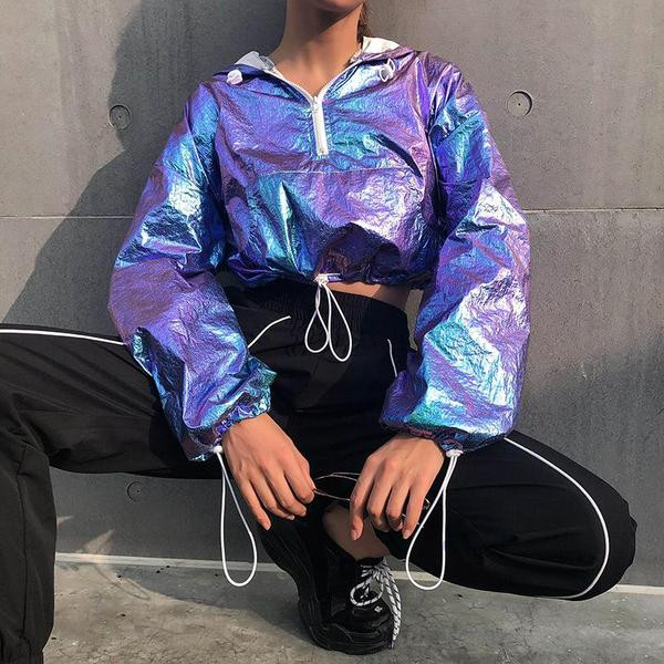 Női aktuális rövid blúz cipzárral