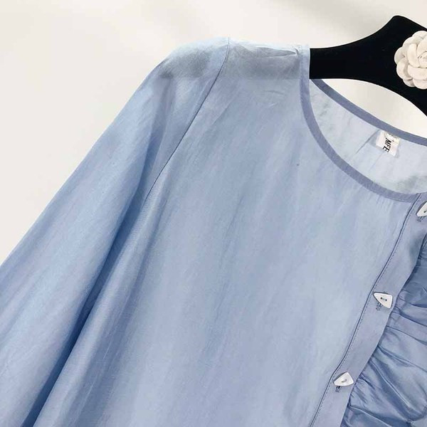 Női ing hosszú ujjal és gombokkal kék színben