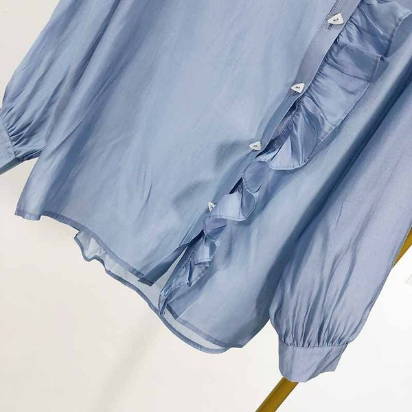 Női ing hosszú ujjal és gombokkal kék színben