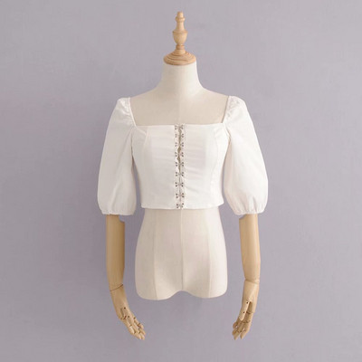 Női modern rövid fehér blúz