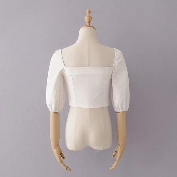 Női modern rövid fehér blúz