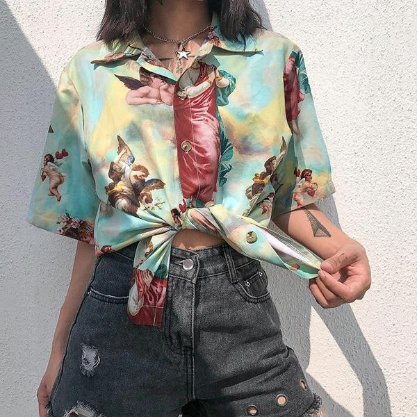 Cămașă lungă modernă de damă cu mâneci 3/4