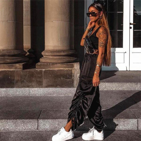 Pantaloni moderni de dama in negru - model lat