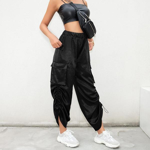 Pantaloni moderni de dama in negru - model lat