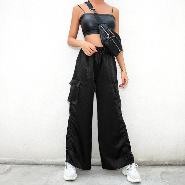 Pantaloni moderni de dama in negru - model lat