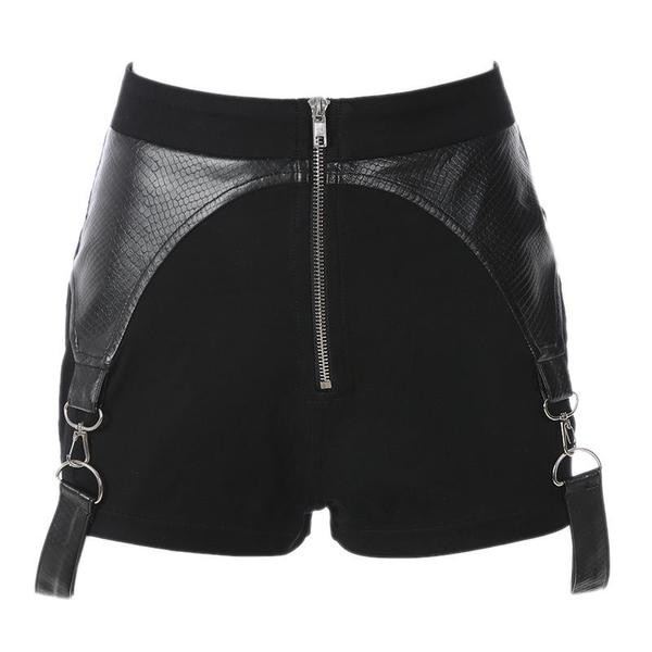 Pantaloni scurți moderni de damă în negru cu talie înaltă