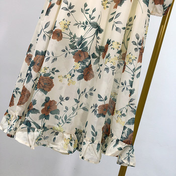 Női sifon ruha hosszú ujjal és nyakkendővel