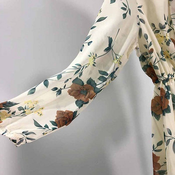 Női rövid sifon ruha hosszú ujjal és nyakkendővel