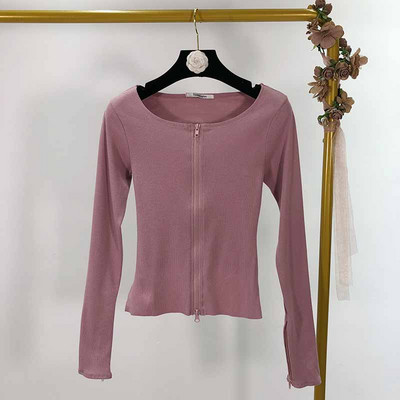 Bluză de damă cu mâneci lungi și fermoar în trei culori