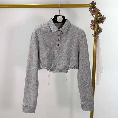 Bluza scurta de dama cu cravate - neagra si gri