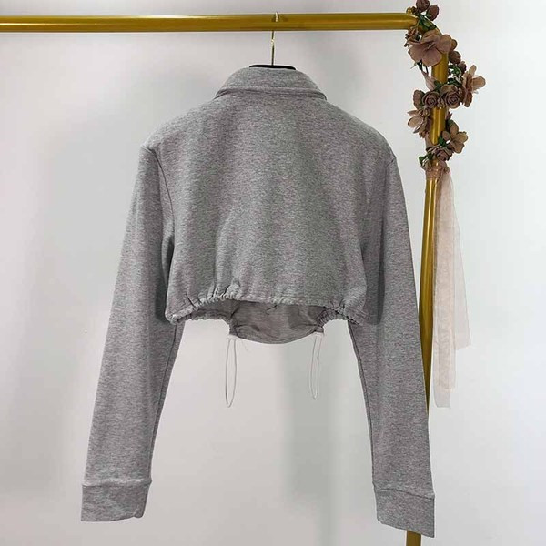 Bluza scurta de dama cu cravate - neagra si gri