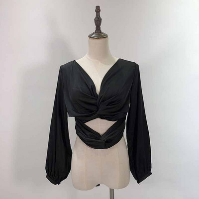 Bluză de damă modernă cu spatele gol în două culori