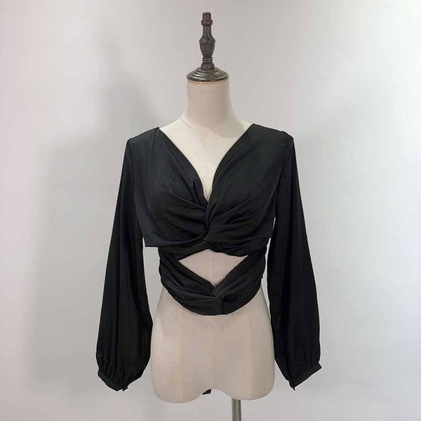 Bluză de damă modernă cu spatele gol în două culori