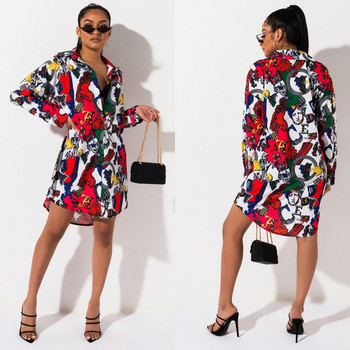 Alkalmi női ruha hosszú ujjal és klasszikus gallérral