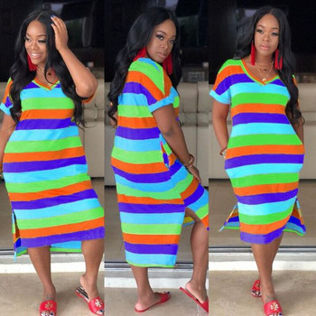 Alkalmi női ruha rövid ujjal és hasítékkal