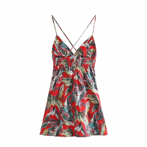 Rochie de dama cu bretele subtiri si model colorat