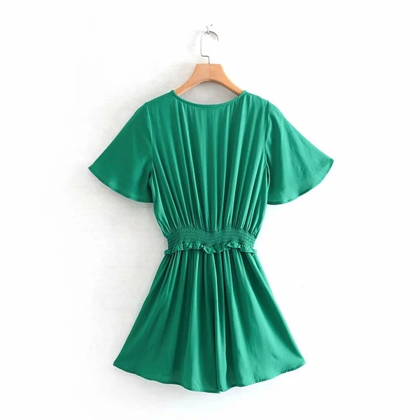 Salopeta de dama cu maneca scurta de culoare verde